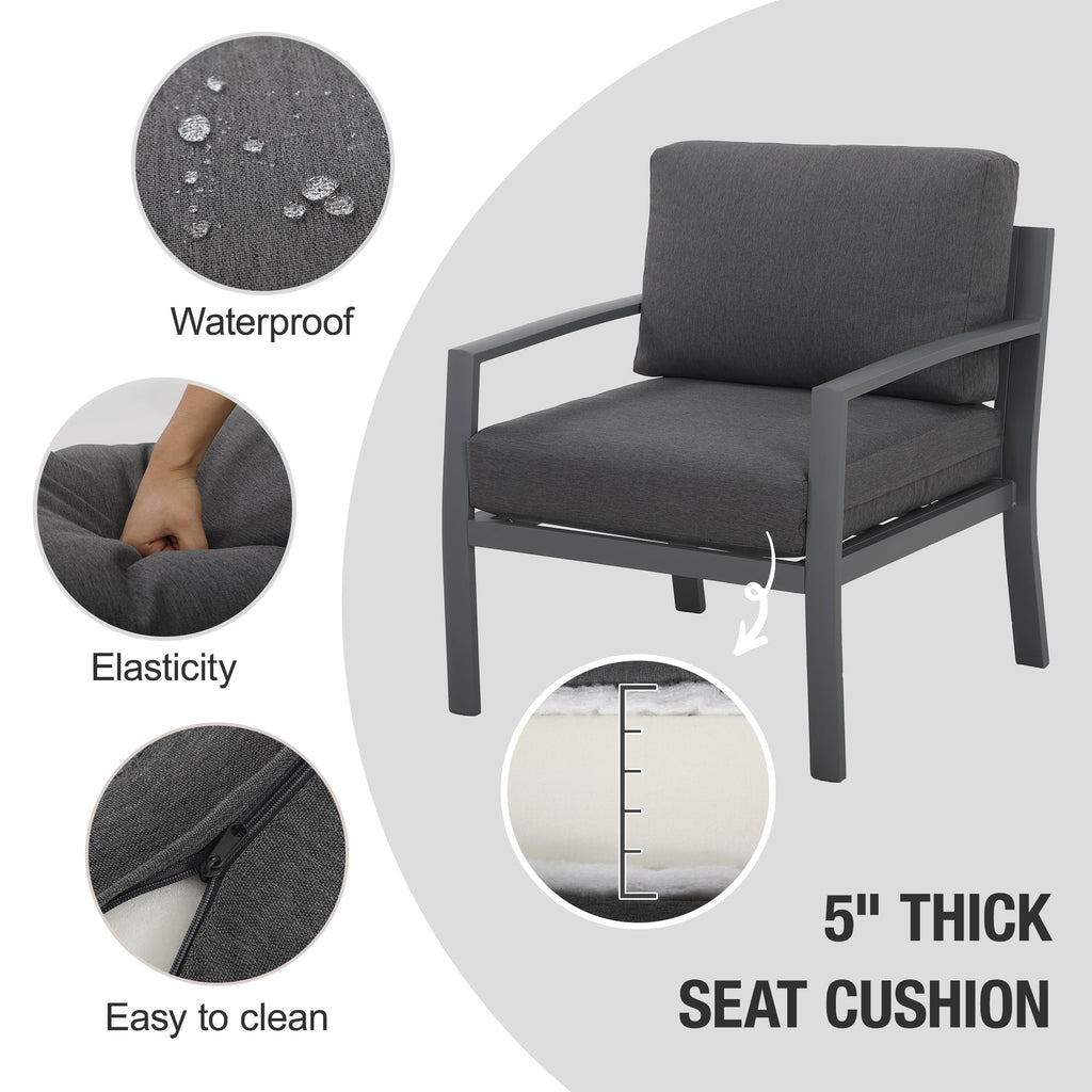 4 Piece Metal Patio Furniture Set with Cushions A27045