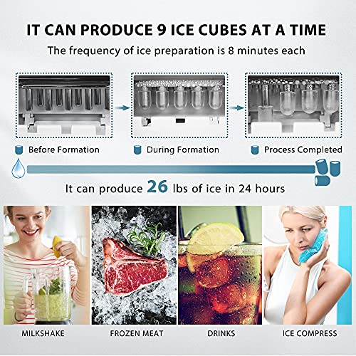 Portable Countertop Automatic Ice Cube Maker with Hand Scoop J170