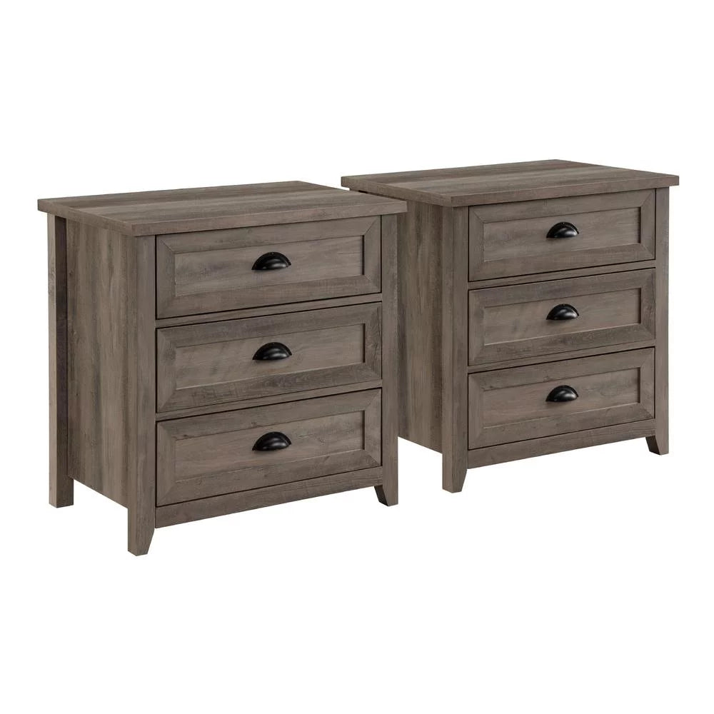 3 Drawer Gray Wash Bedroom Nightstand Set N8890