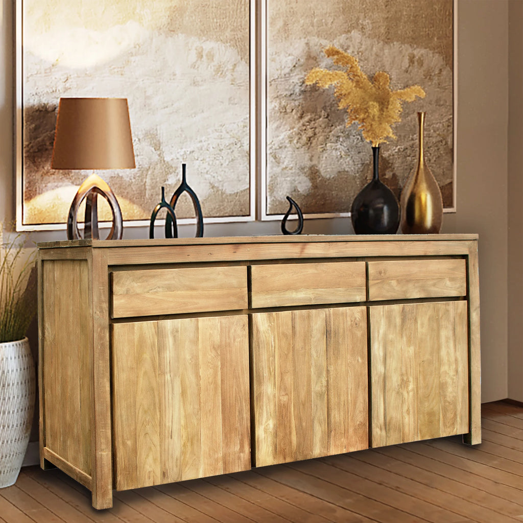 Recycled Teak Wood Buffet with 3 Doors and 3 Drawers D817