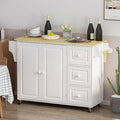 3-Drawer Kitchen Island Cart with Foldable Solid Wood Top T3031