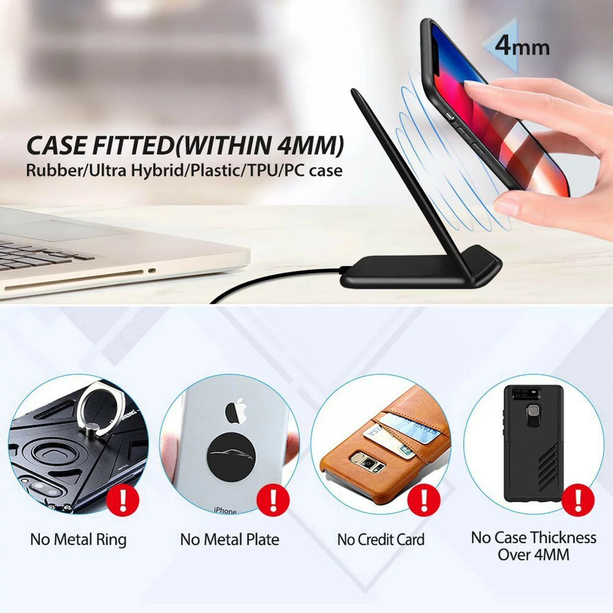 10W Fast Wireless Charger Stand Detachable 2-Coils Charging Pad L663255