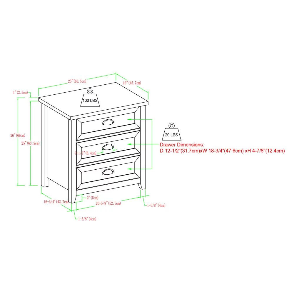 3 Drawer Gray Wash Bedroom Nightstand Set N8890