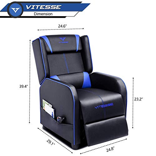 Blue PU Leather Gaming Recliner Chair T43208