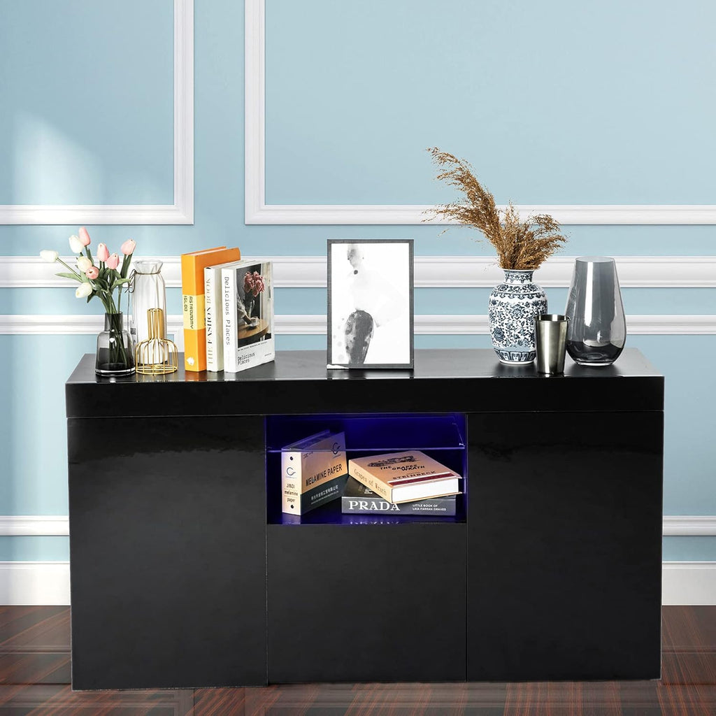 White Wall-Mounted TV Stand with LED Lights and 2 Storage Drawers G85136