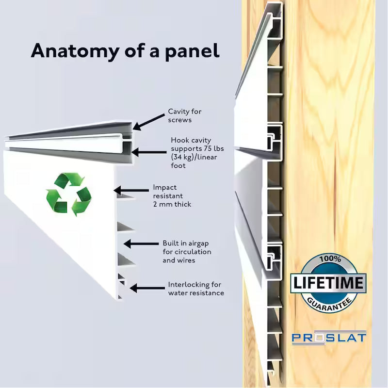 PVC Slat Wall Panel Set White 4 Panel Pack B149939