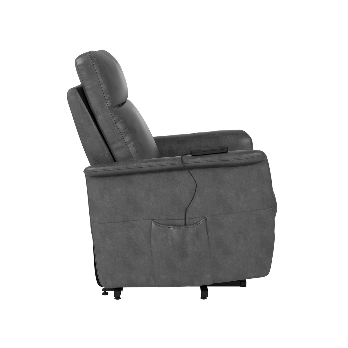 Gray Faux Leather Power Recline and Lift Chair R88181