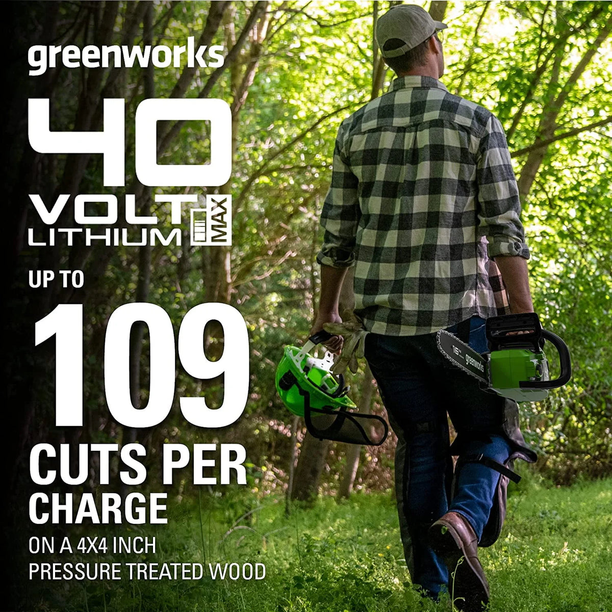 40V 16-inch Brushless Chainsaw with 4 Ah Battery and Charger V9950