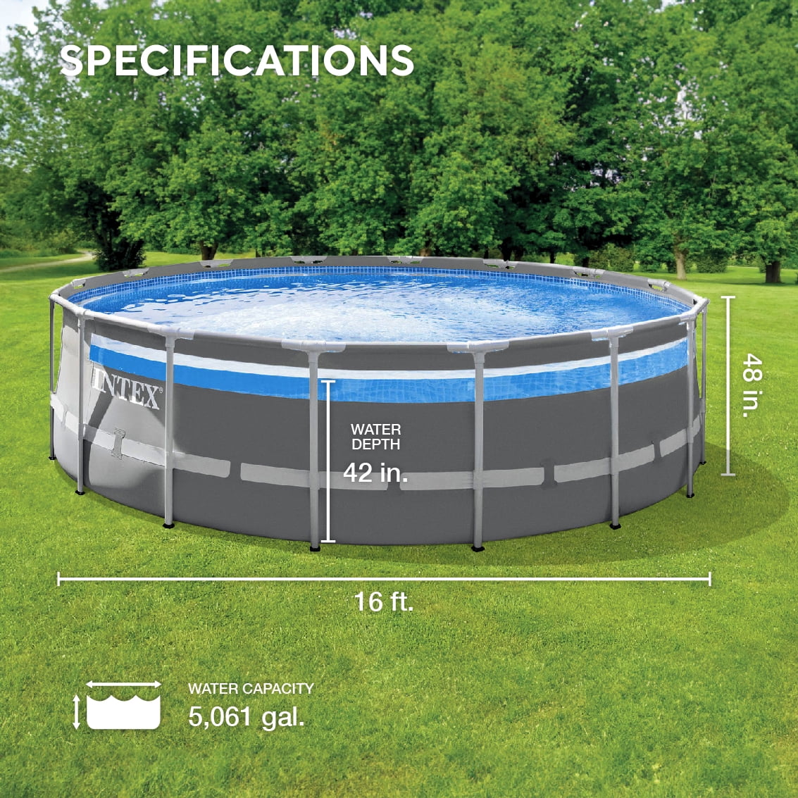 16ft x 48in Above Ground Swimming Pool with Pump N880998