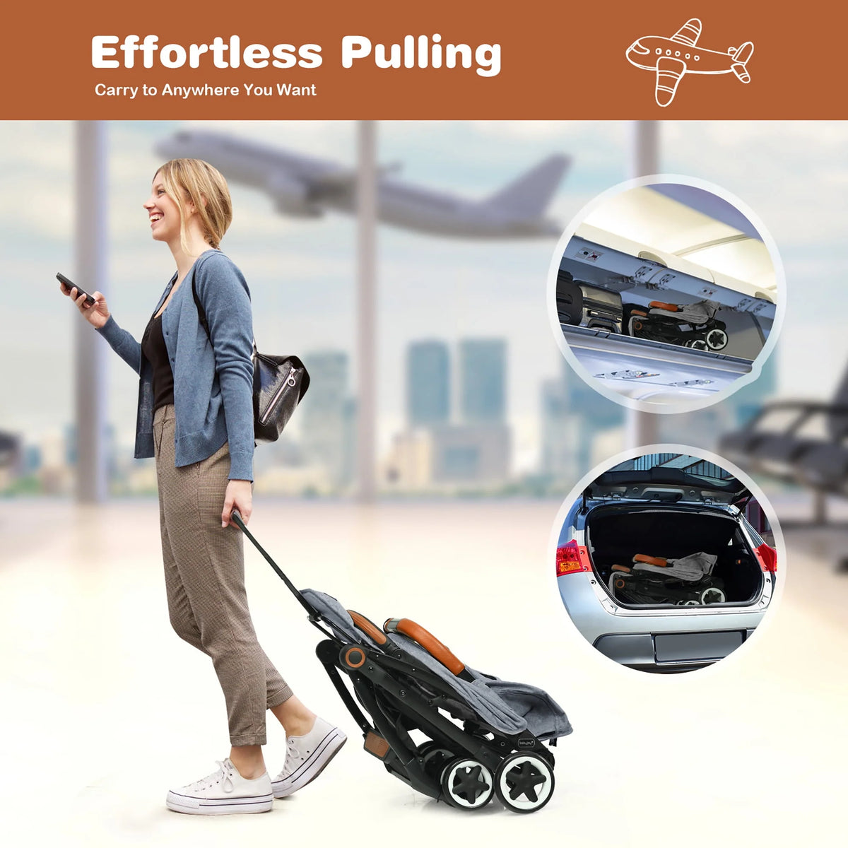 Lightweight Aluminium Baby Stroller with Net J218