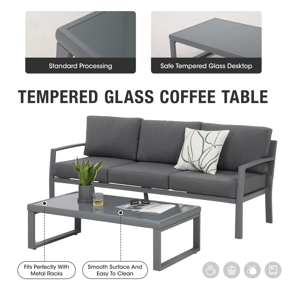 4 Piece Metal Patio Furniture Set with Cushions A27045