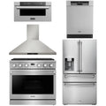 36 Gas Range, Range Hood, Refrigerator, Dishwasher and Microwave J595