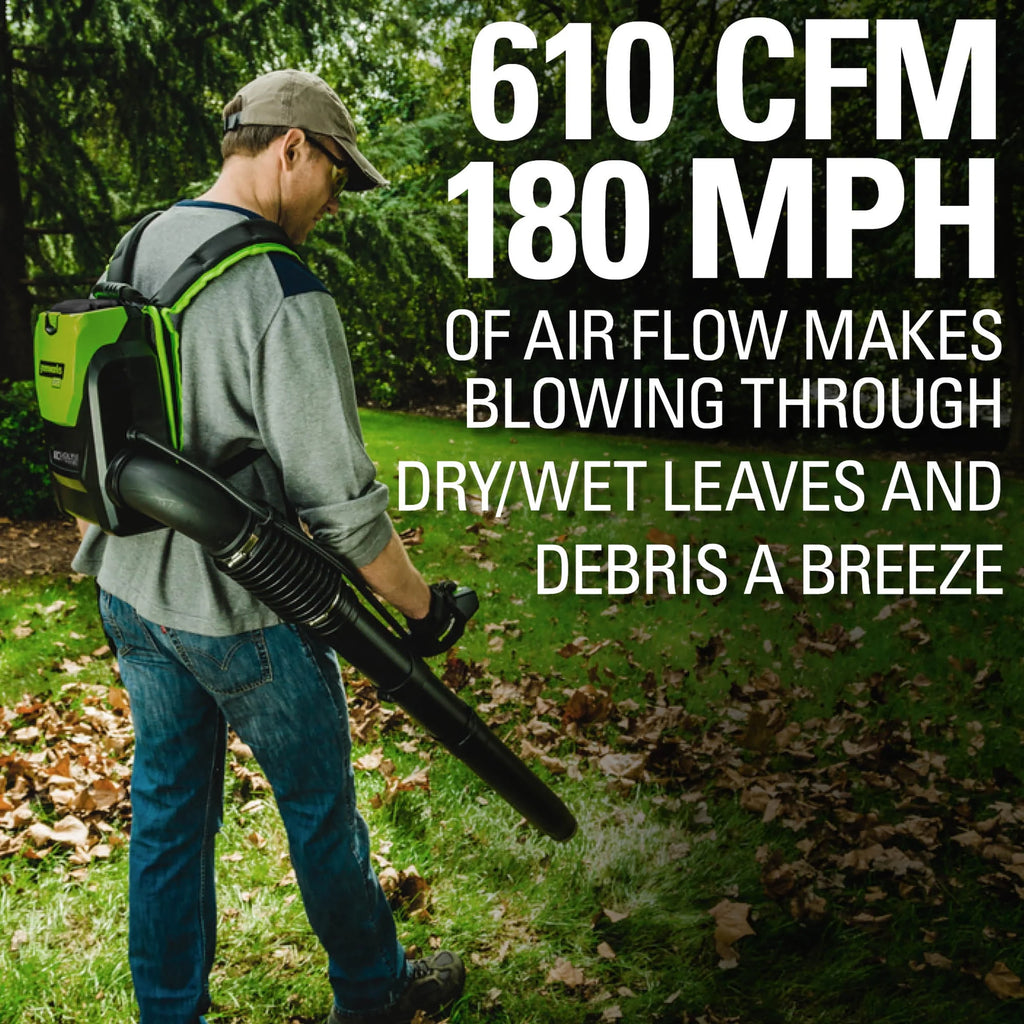 80V 610 CFM Brushless Backpack Blower with 2.5 Ah Battery & Charger B637