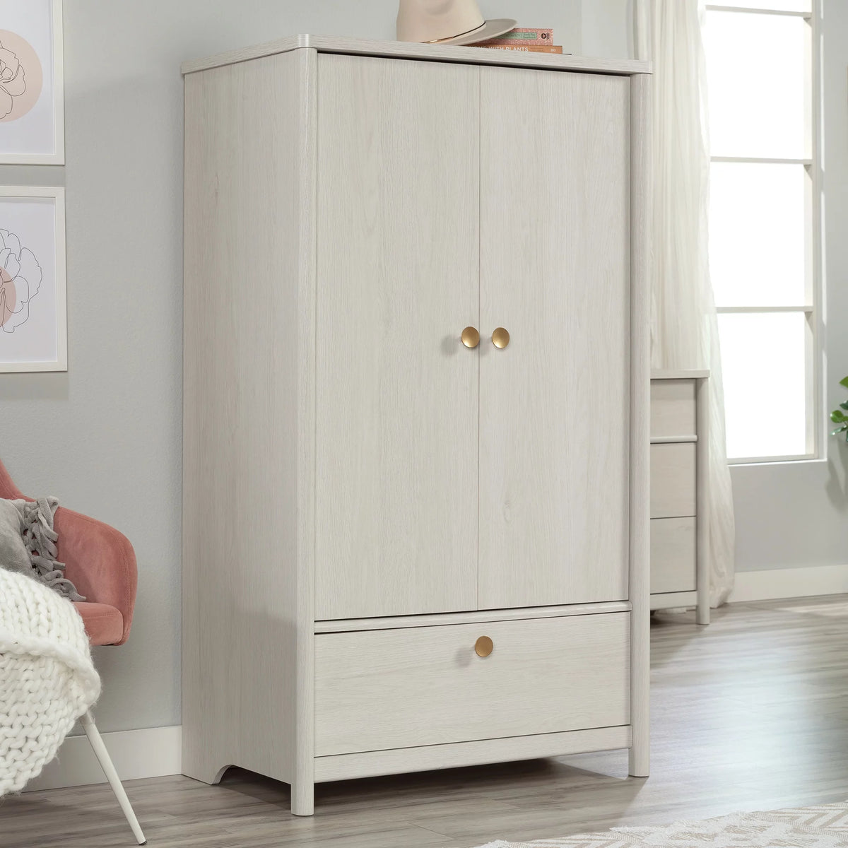 Glacier Oak Armoire with Drawer T82151