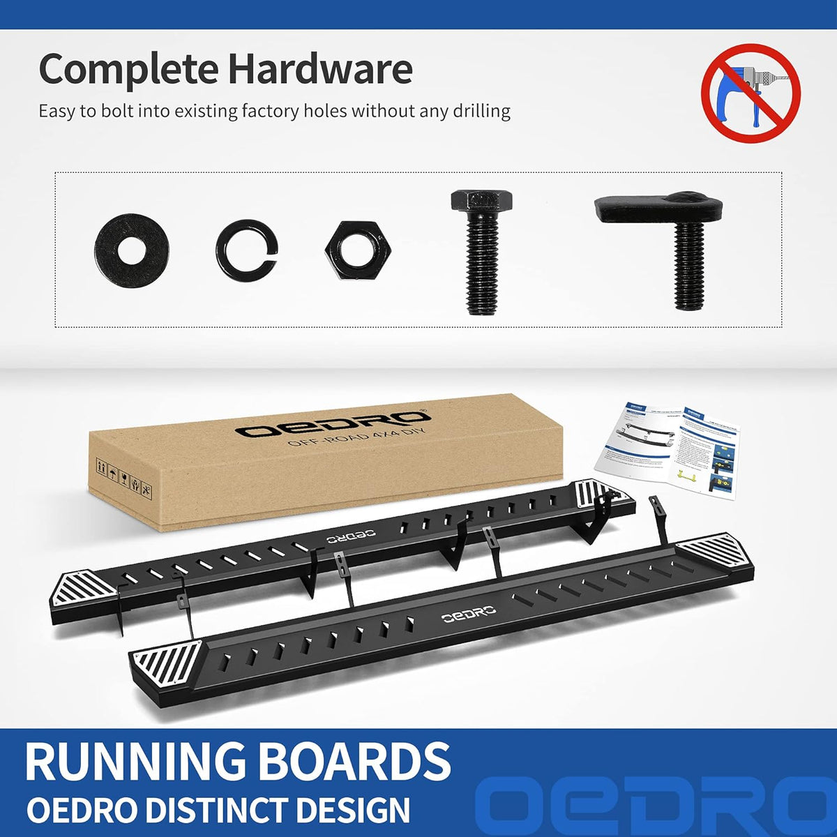 Running Boards Textured Black Steel Side Step Rails J48366