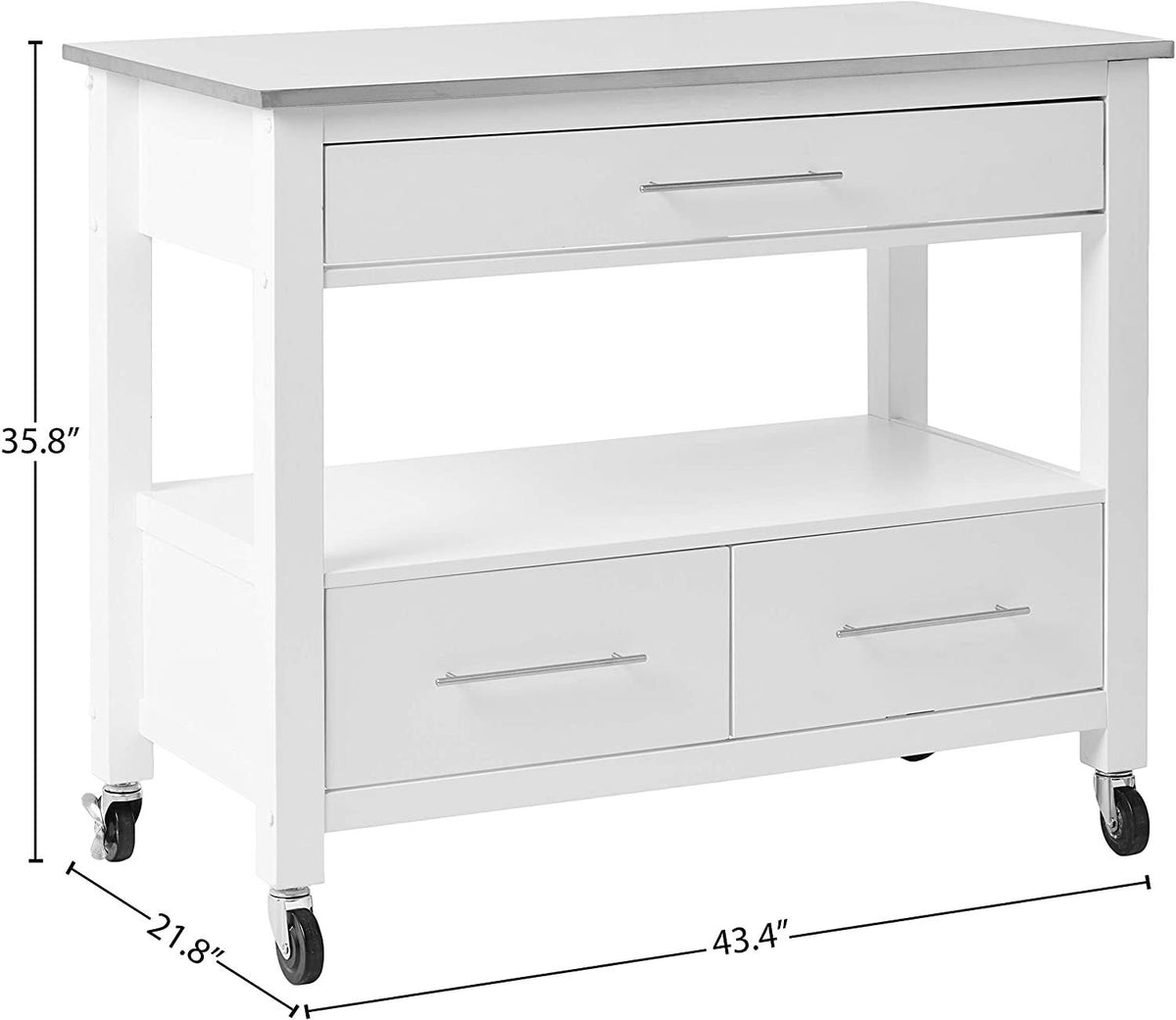 Stainless Steel & White Kitchen Cart K9655