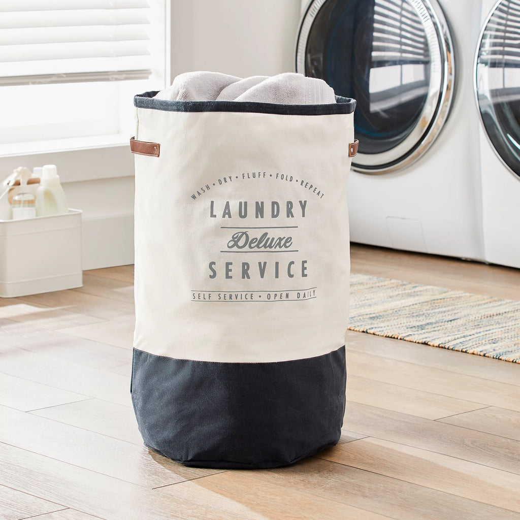 2 Pack Ivory Grey Canvas Laundry Hamper N3162