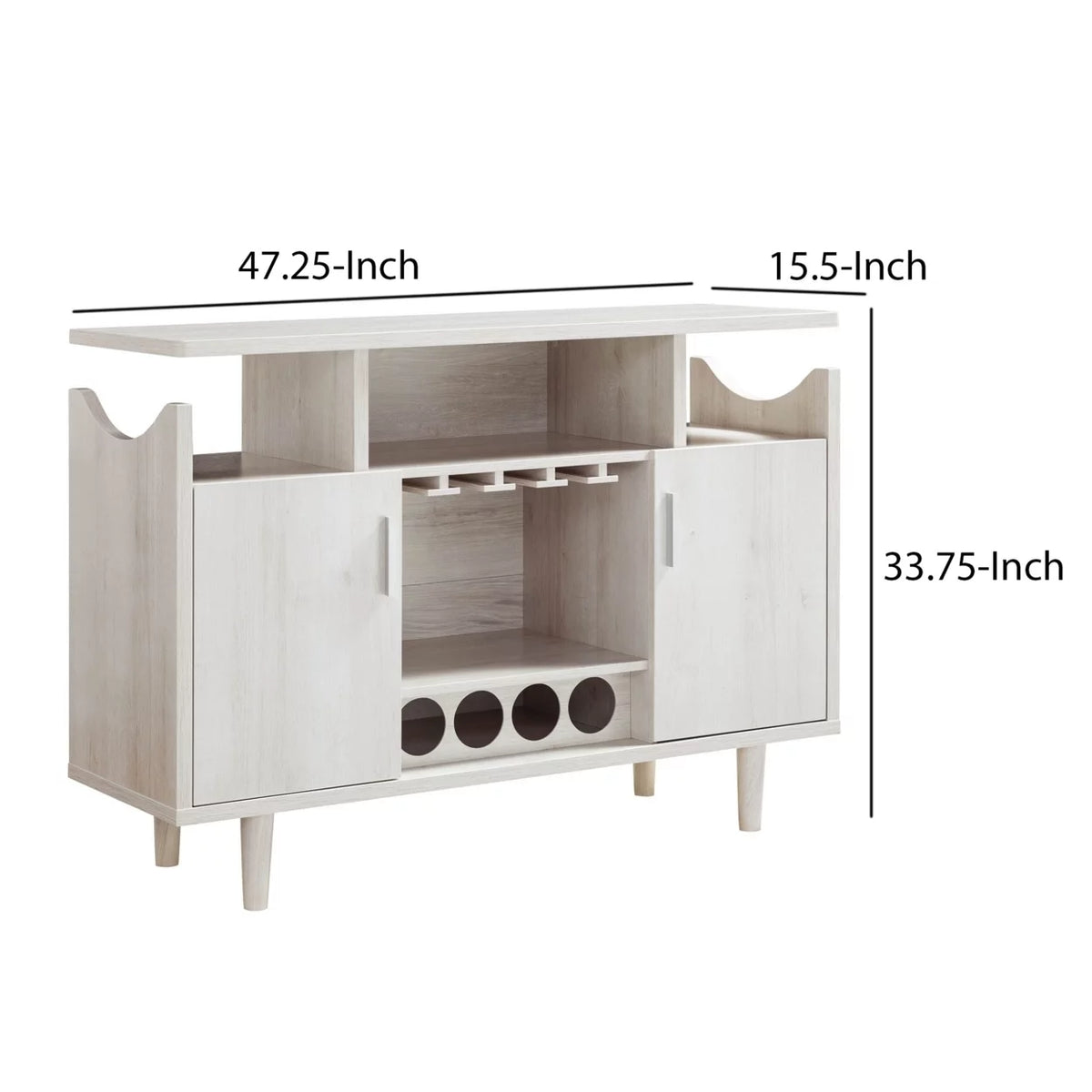 47 Inch Wood Wine Bar Cabinet with Stemware L234