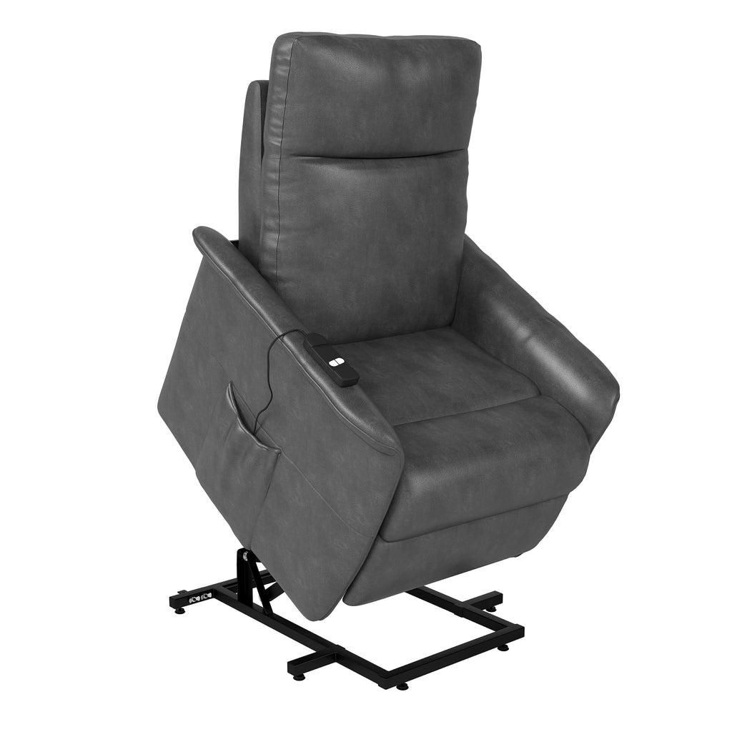 Gray Faux Leather Power Recline and Lift Chair R88181