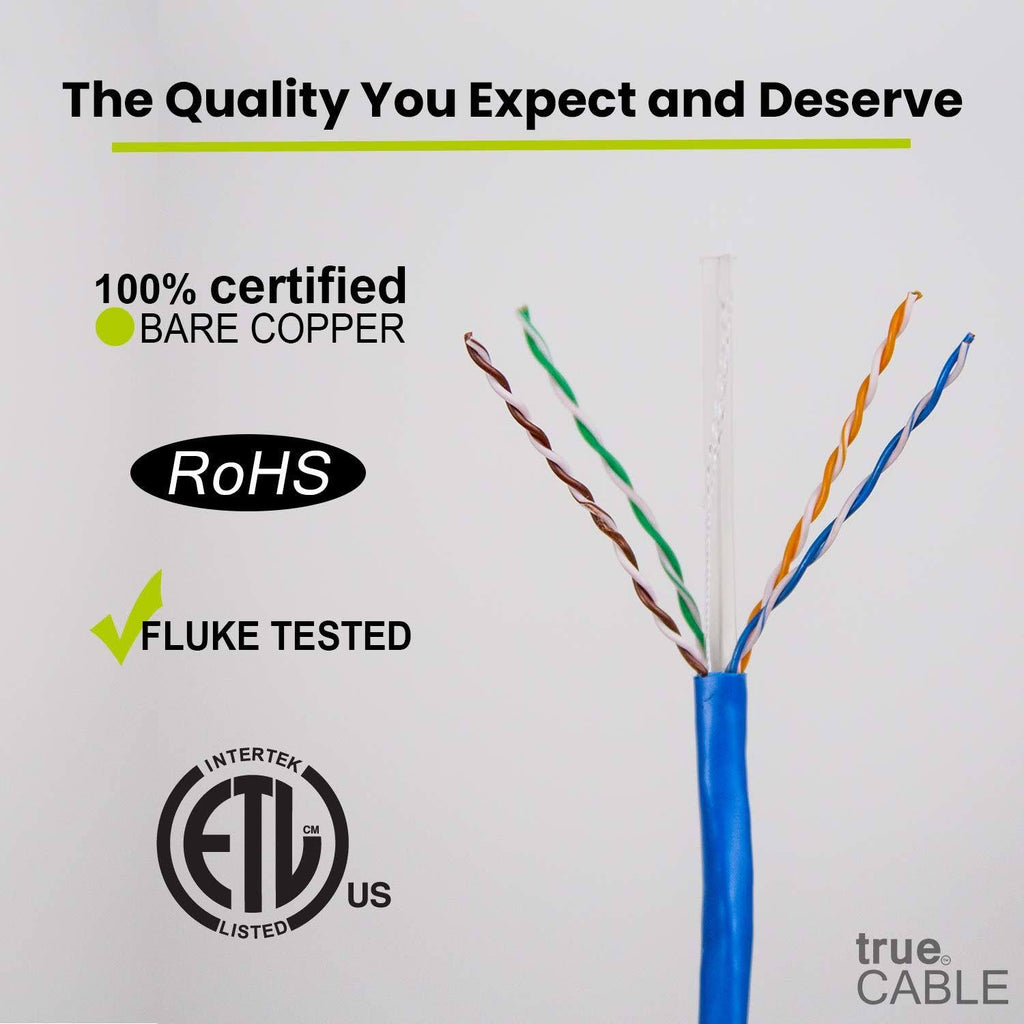 Cat6 Riser 1000ft Blue 23AWG Solid Bare Copper UTP Bulk Ethernet Cable U449