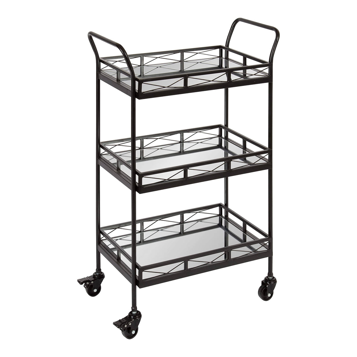 Black Metal Tray Bar Cart Z86340