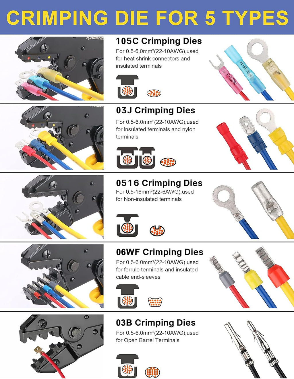 6 Pc Ratchet Wire Crimping Tool Set O294