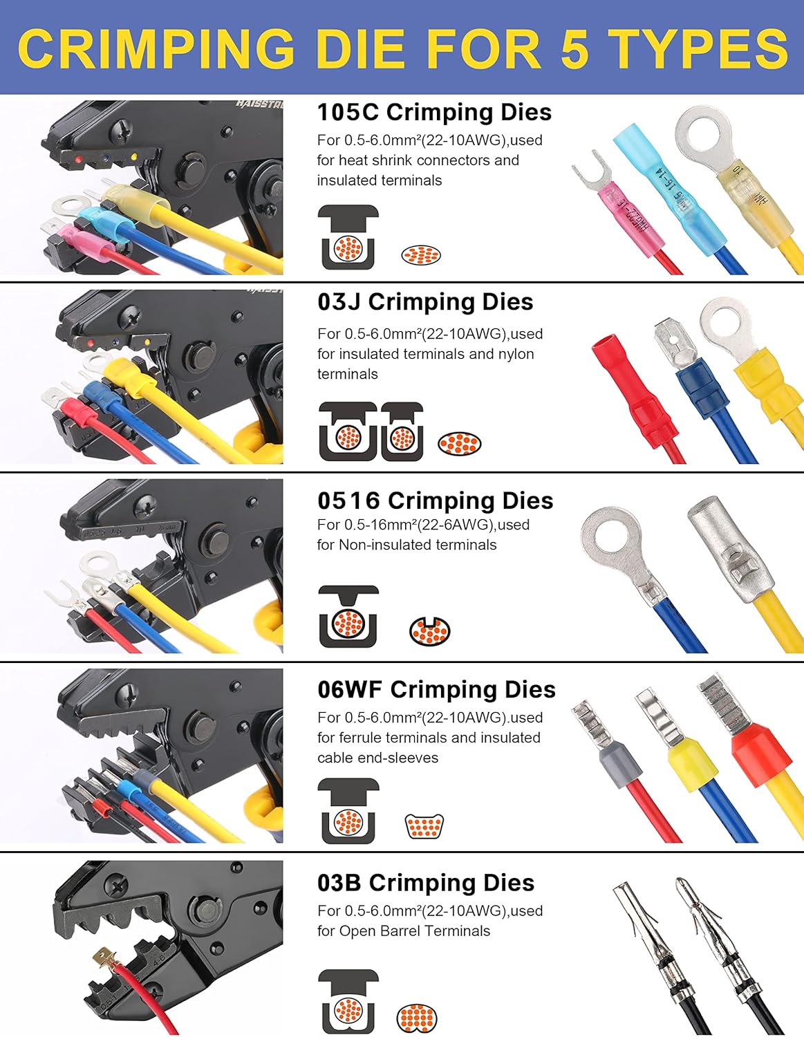 6 Pc Ratchet Wire Crimping Tool Set O294