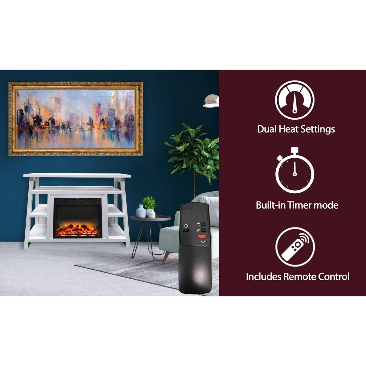 32-in. Electric Fireplace Mantel with Log Insert N706383