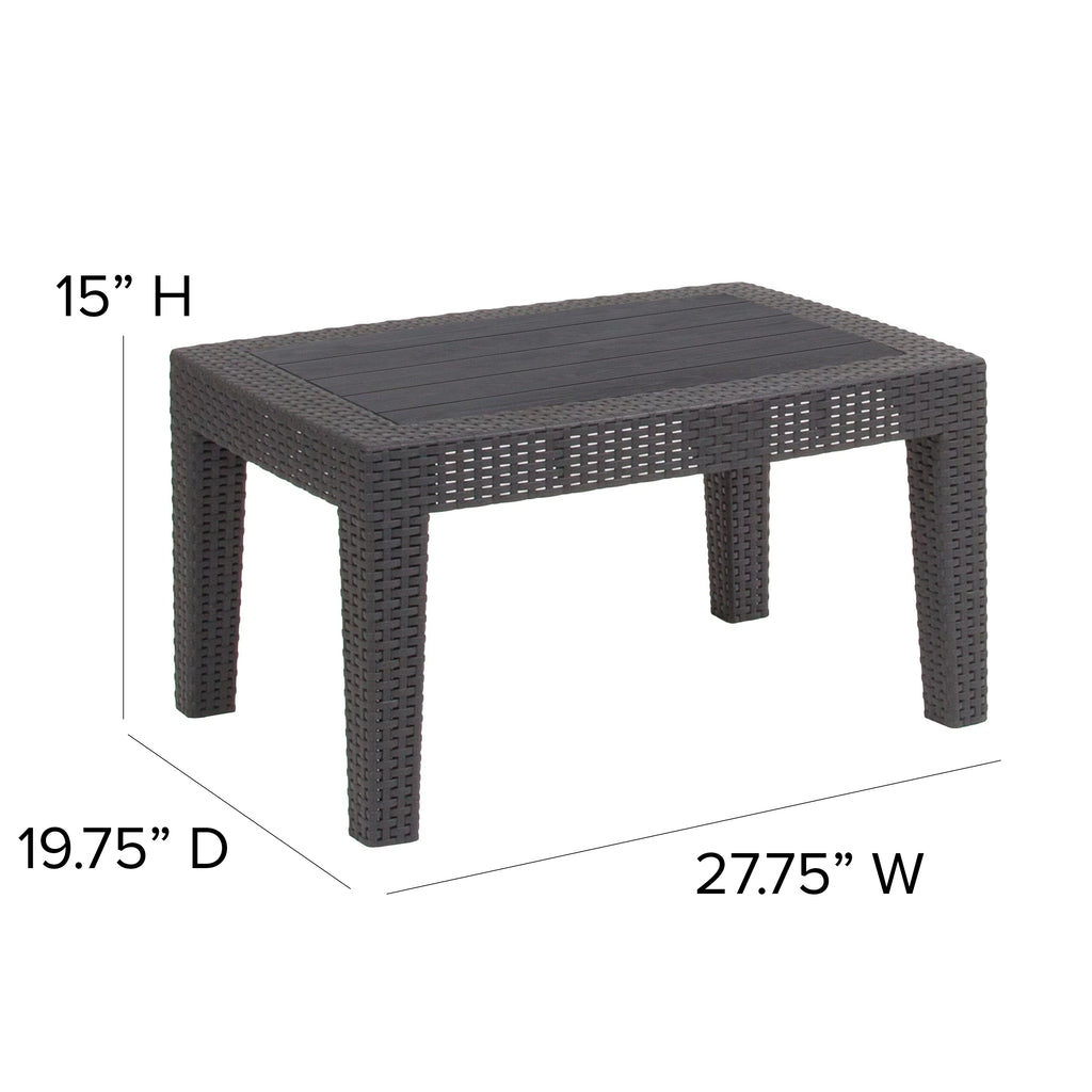 Dark Gray Faux Rattan Coffee Table S117320