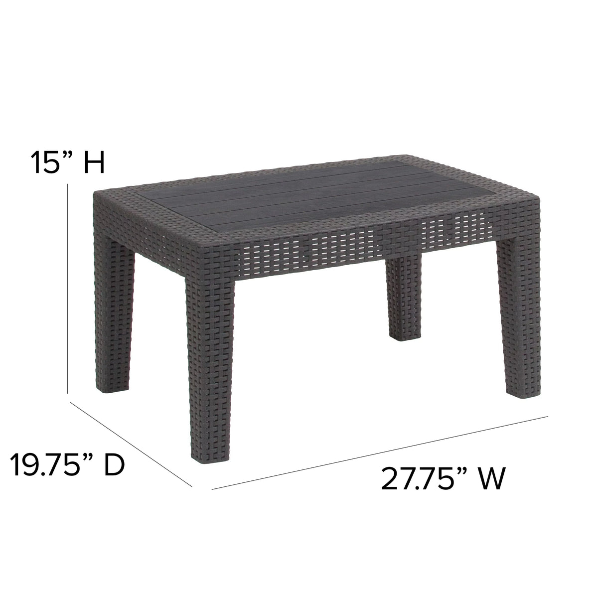 Dark Gray Faux Rattan Coffee Table S117320