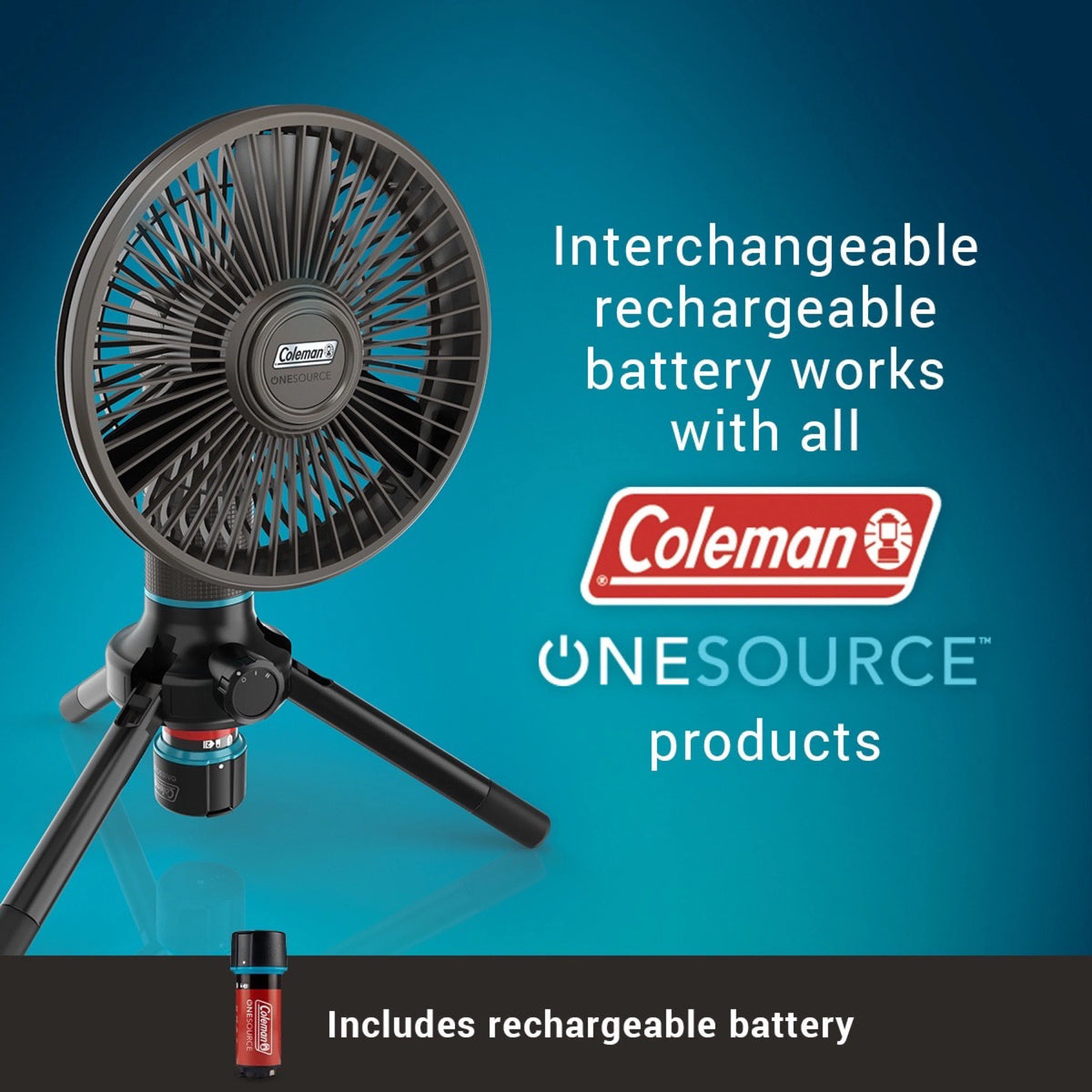 Portable Fan & Rechargeable Battery, Black R962
