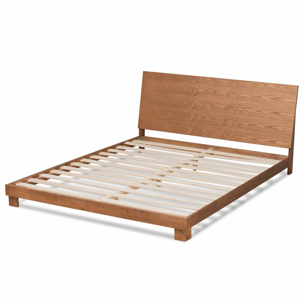 Brown Finished Wood Queen Size Platform Bed F1314