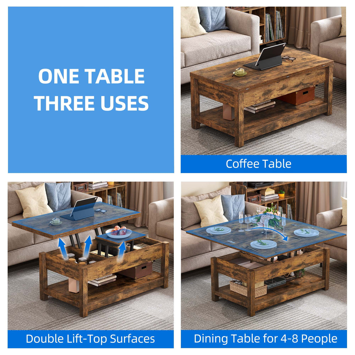 Lift Top Coffee Table with Storage S710399