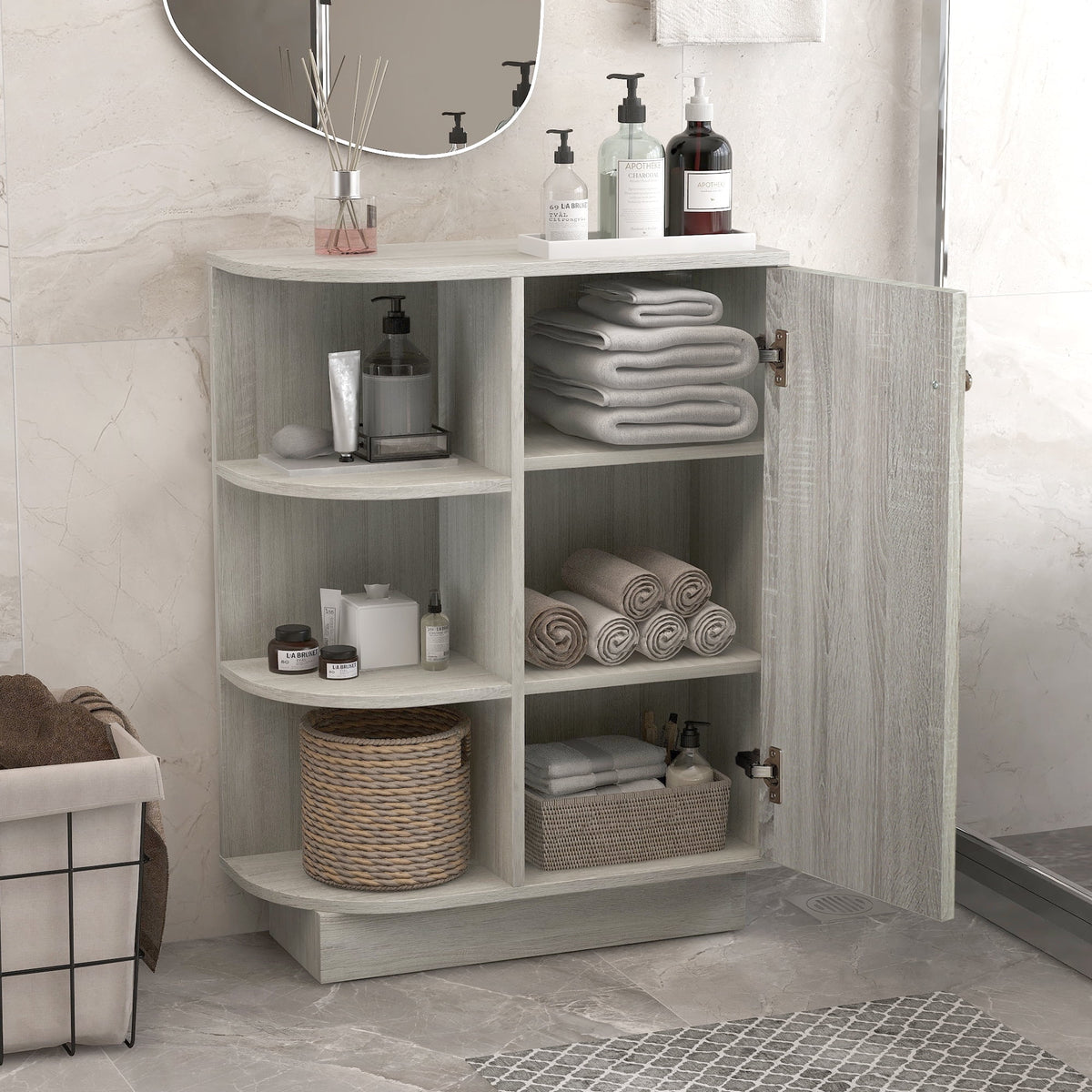Oak Open Style Shelf Cabinet with Adjustable Plates F624