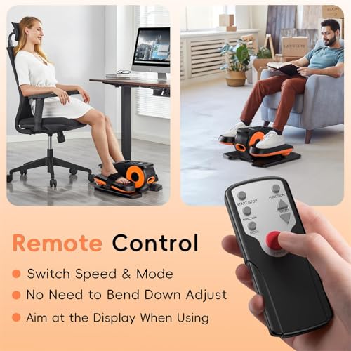 Under Desk Elliptical Machine, Quiet Portable Mini Electric Seated Pedal Exerciser, 12 Adjustable Speeds W4047