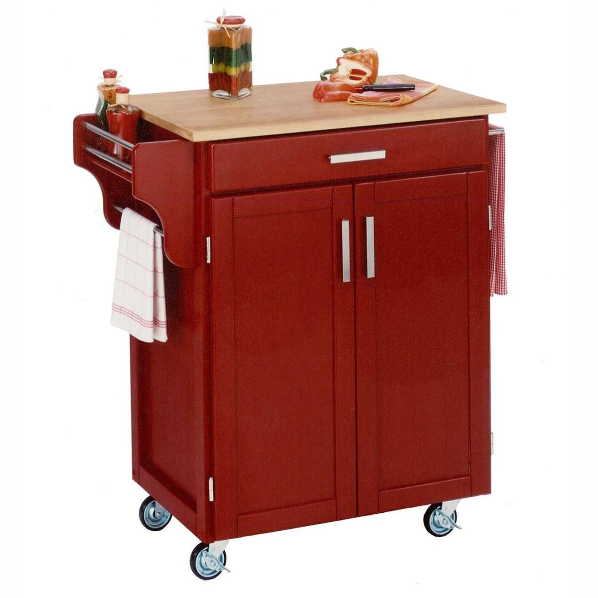 Black Kitchen Cart with Oak Top E655