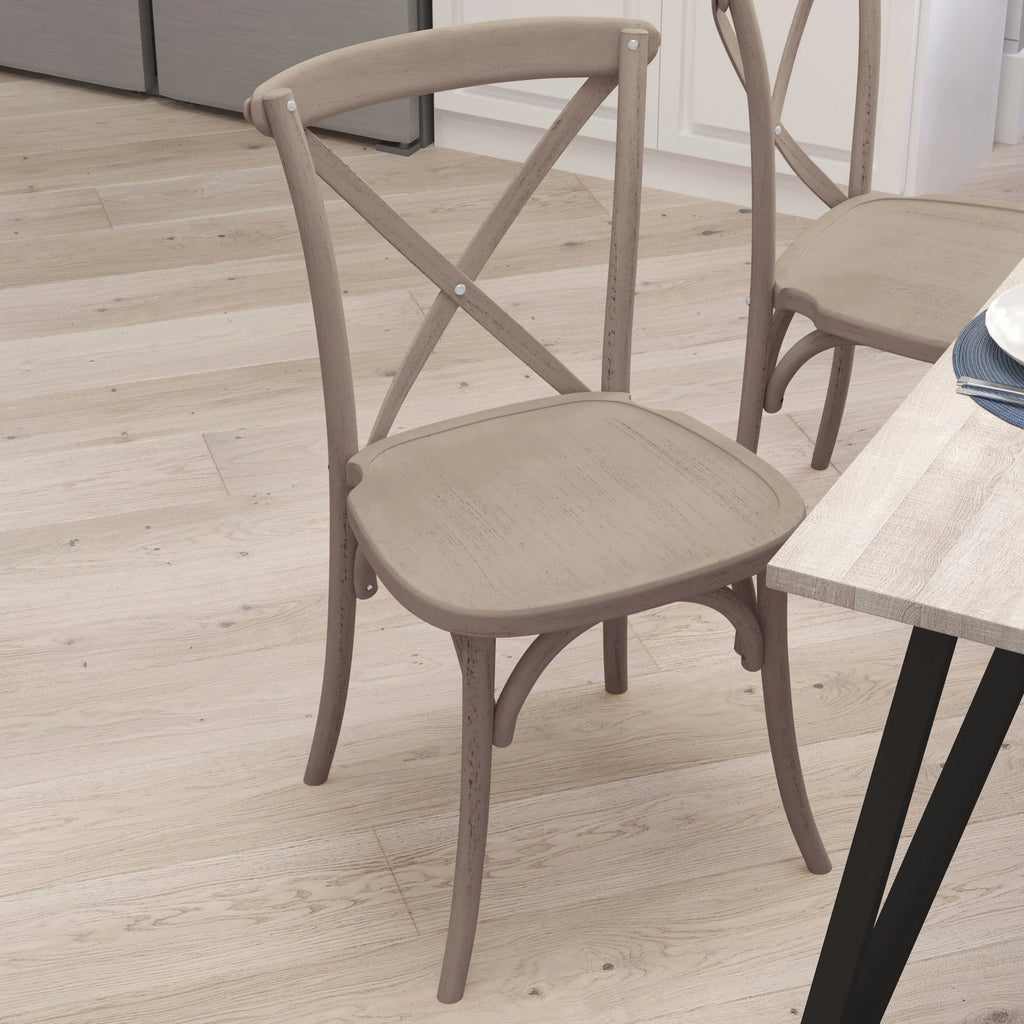 Lime Wash Wooden High Back Dining Chair C2541