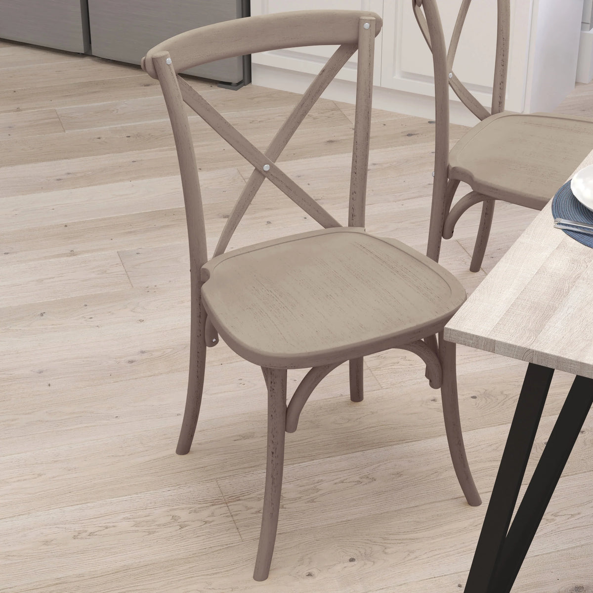 Lime Wash Wooden High Back Dining Chair C2541
