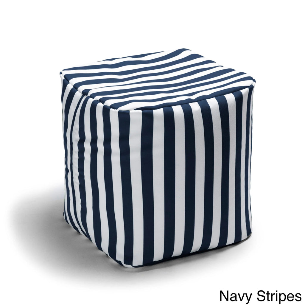 Striped Outdoor Pouf Ottoman Q290