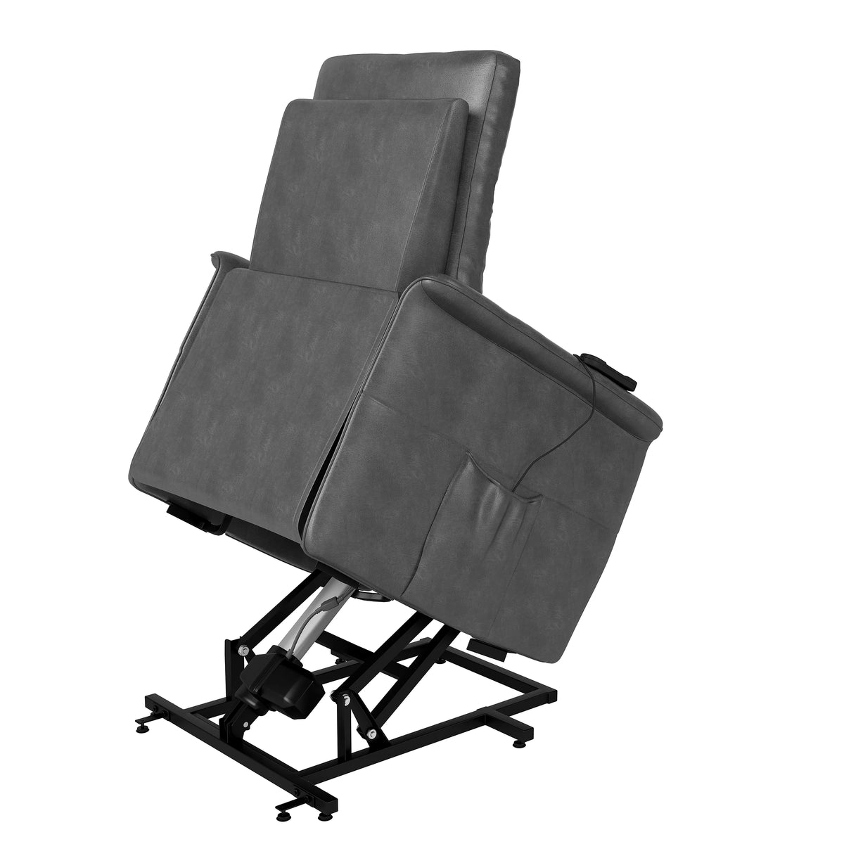 Gray Faux Leather Power Recline and Lift Chair R88181