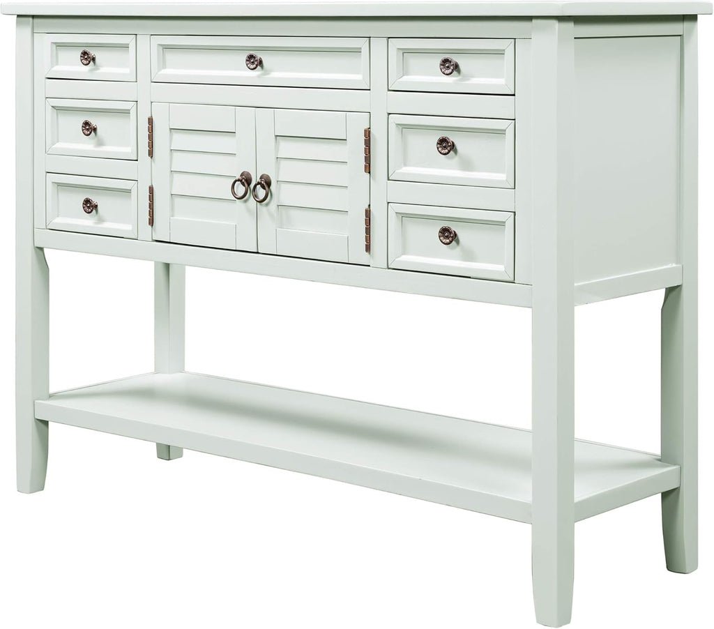 Vintage Console Table with 7 Drawers and 1 Cabinet Q6745