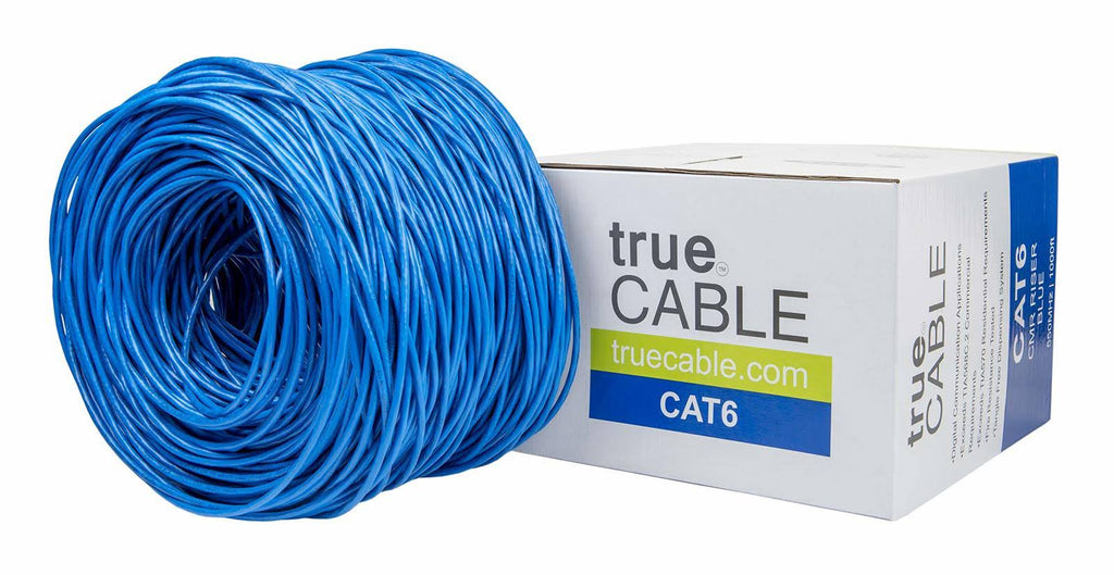 Cat6 Riser 1000ft Blue 23AWG Solid Bare Copper UTP Bulk Ethernet Cable U449
