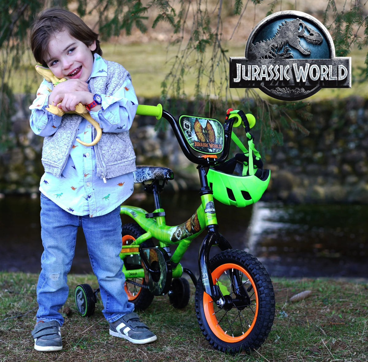 Green and Orange 12-inch Boy's Bicycle with Training Wheel U4220