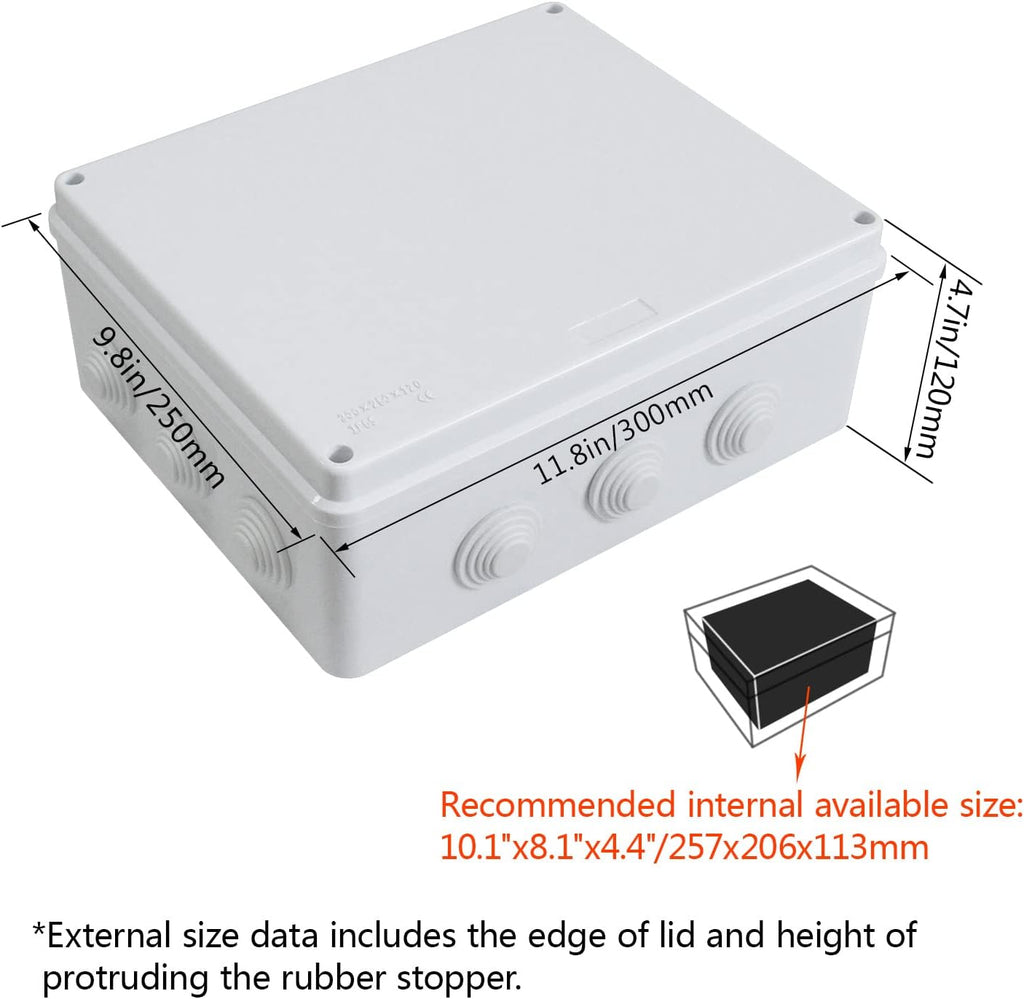 White ABS Plastic IP65 Junction Box 11.8 x 9.8 x 4.7 inch Pack of 2 G205