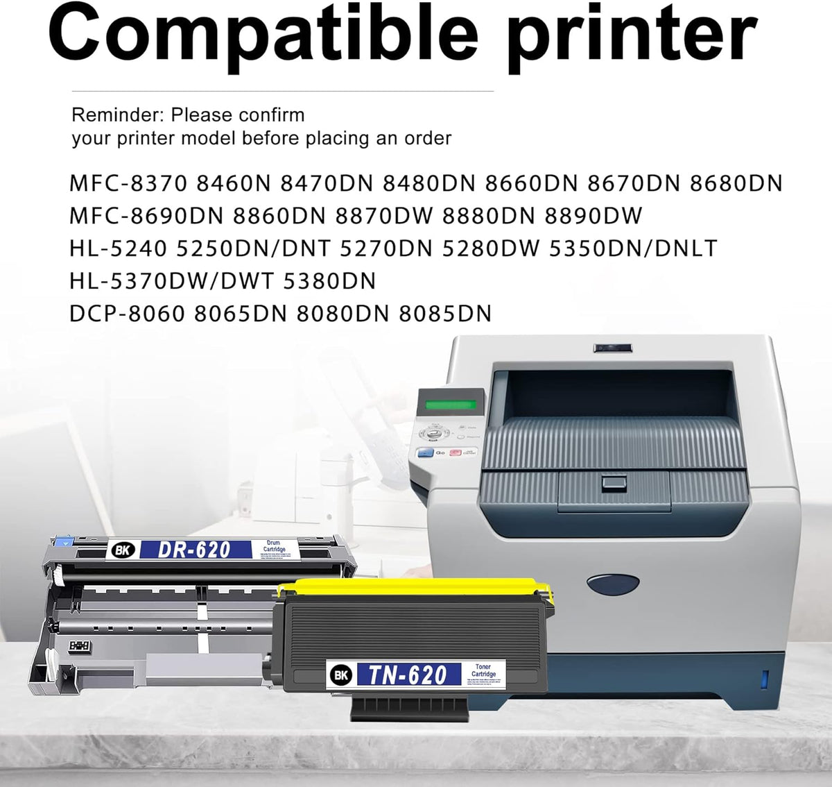 Compatible TN620 Toner Cartridge and DR620 Drum Unit 4-Pack H6817