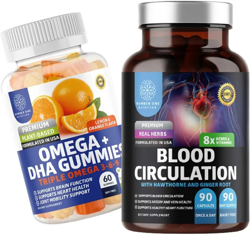 Blood Circulation Supplement with Herbs Vitamins Omega 3 6 9 DHA Gummies D7844