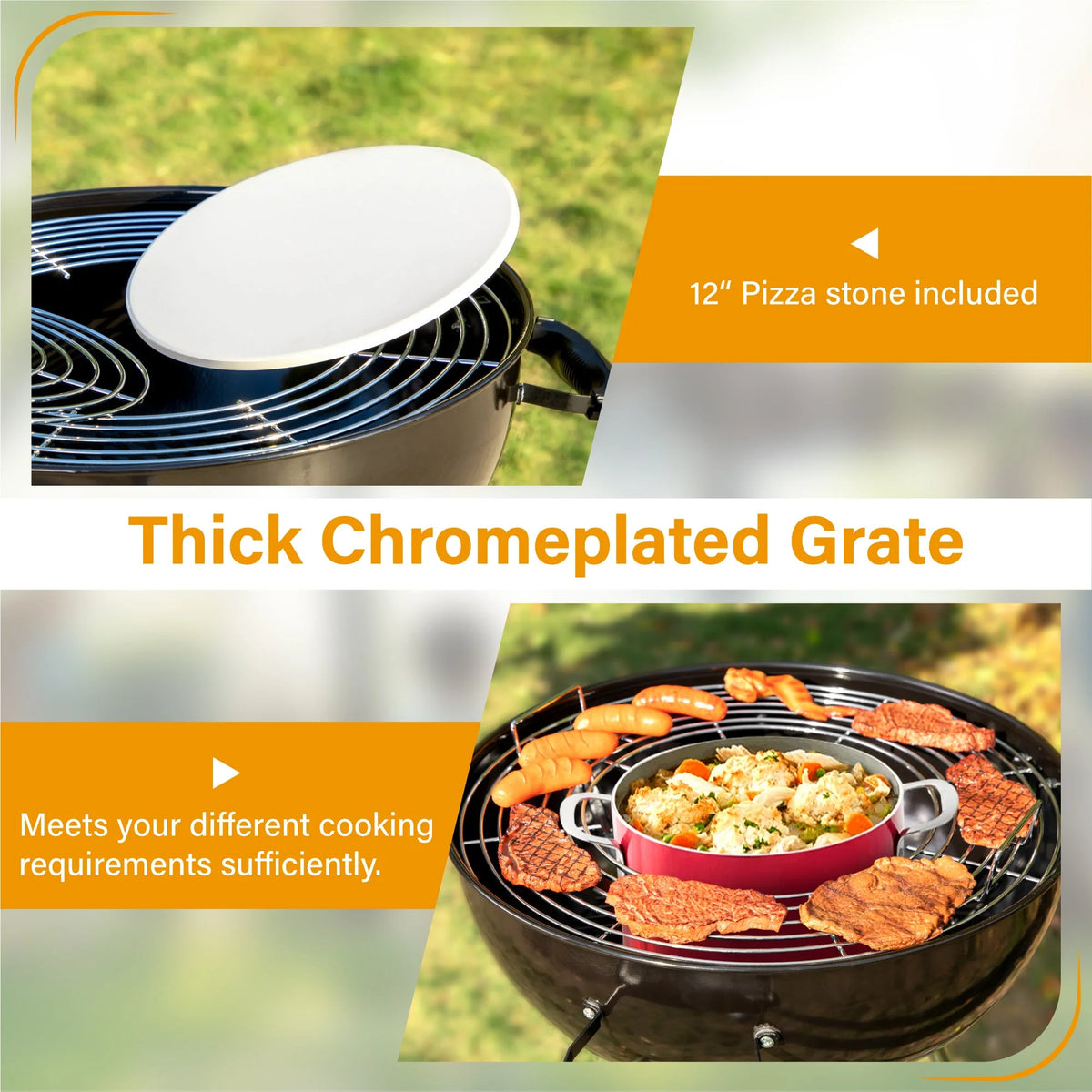 Portable 22" Charcoal BBQ Grill with Rotisserie Ring Q80426