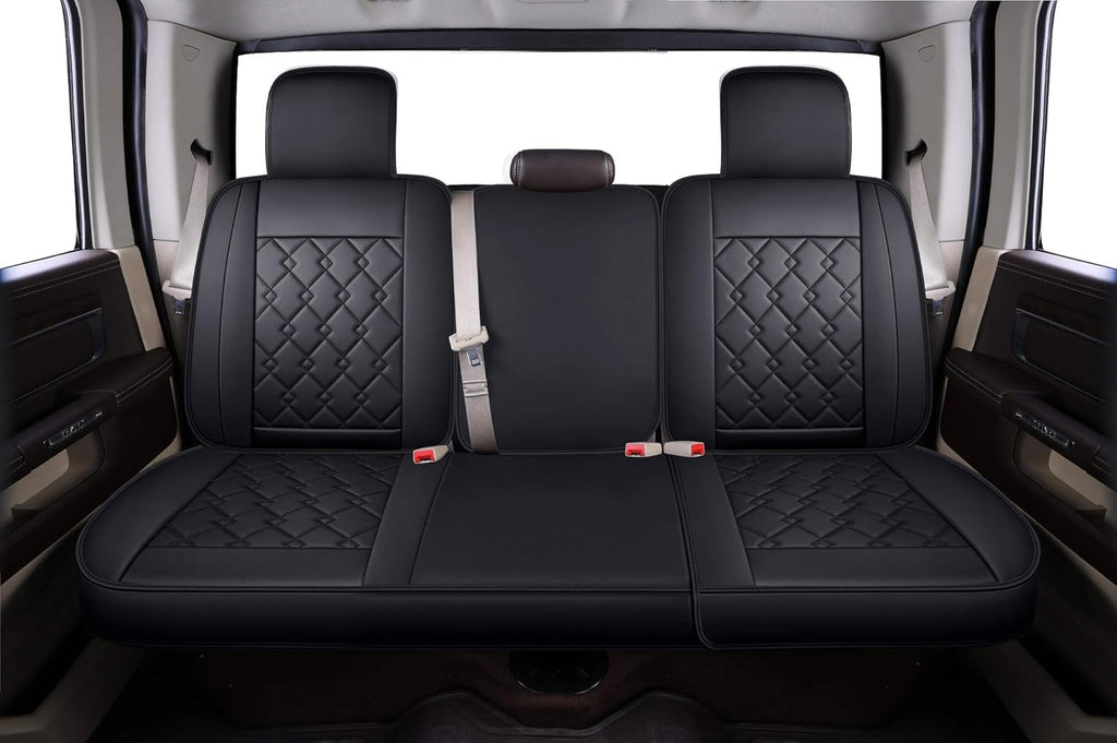 Black Blue Waterproof Faux Leather Seat Covers Full Set W537