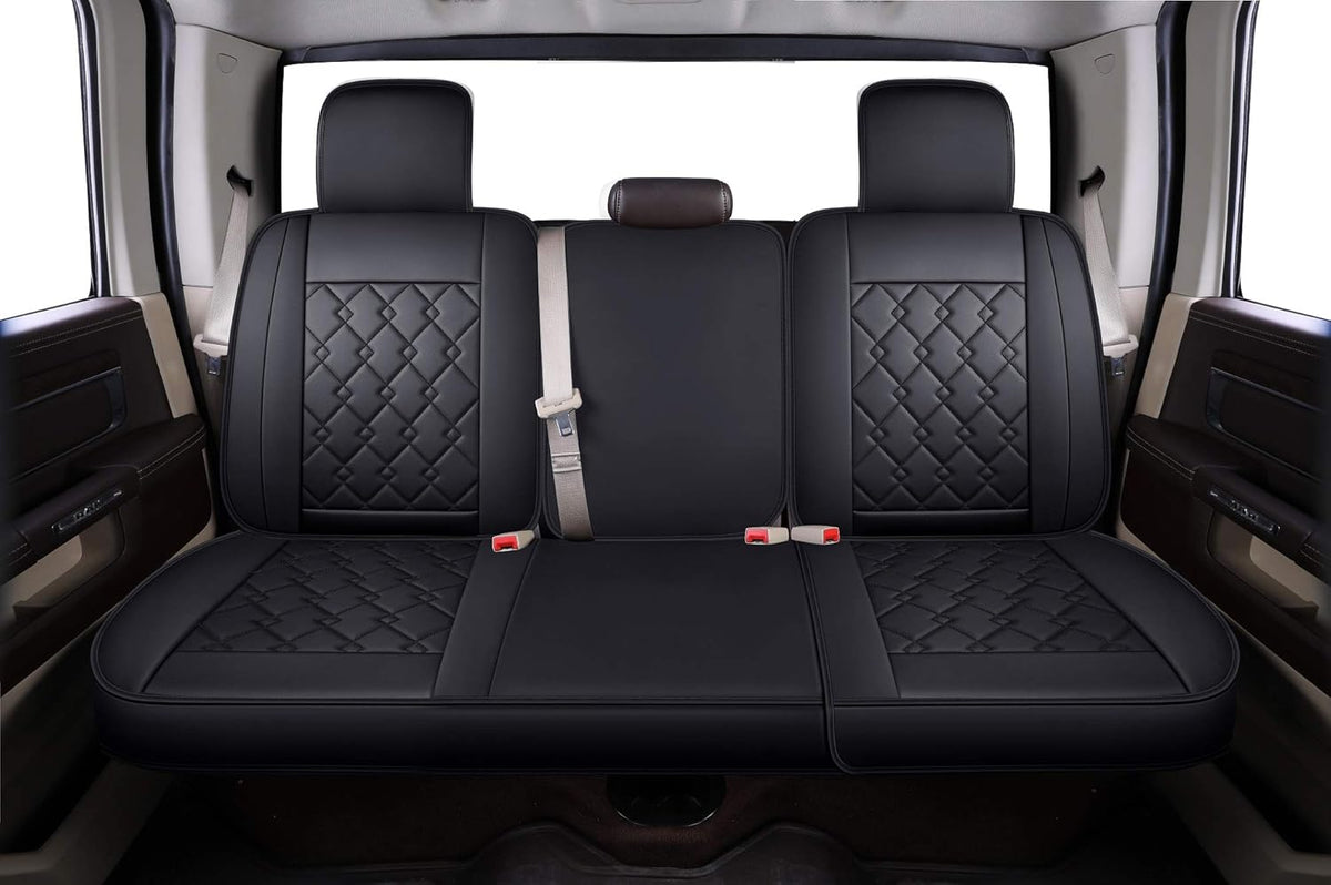 Black Blue Waterproof Faux Leather Seat Covers Full Set W537