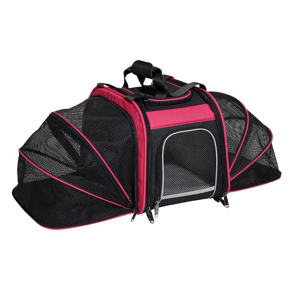 Pink Black Expandable Rear Pet Carrier Basket B8495